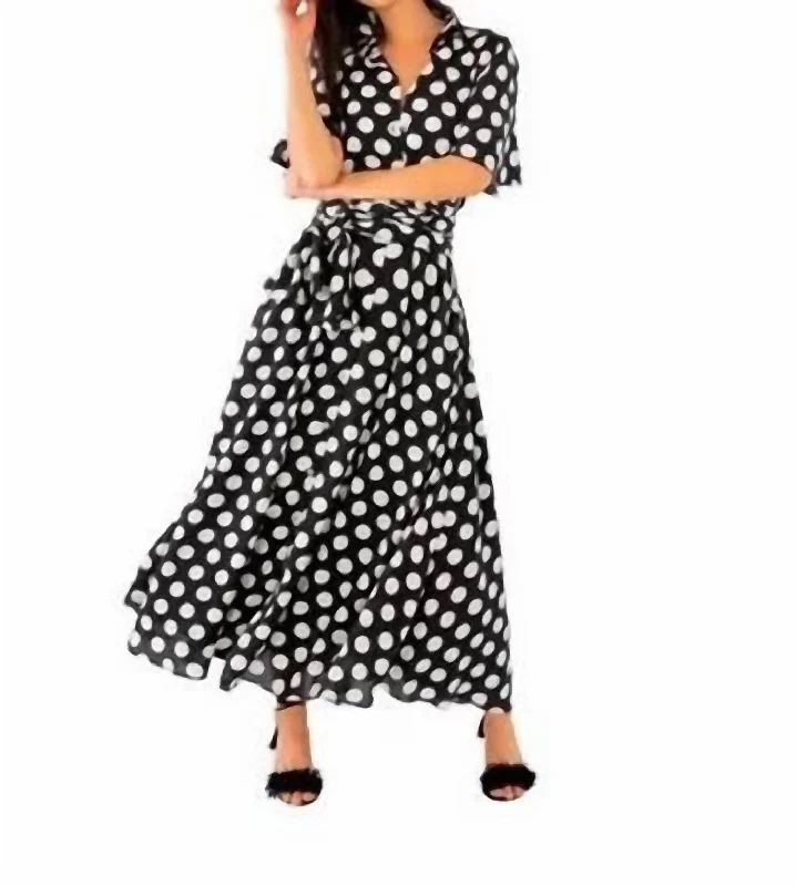 Panache Maxi Dress Polka Dot In Black/white