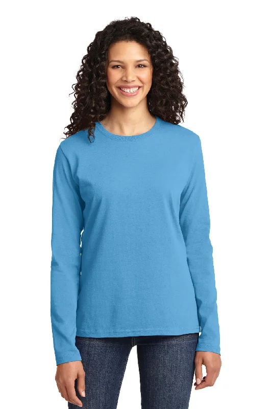 Port & Company Womens Long Sleeve Core Cotton Tee. LPC54LS Denim Fabric Leather Fabric Suede Fabric Port & Company Womens Long Sleeve Core Cotton Tee. LPC54LS Denim Fabric Leather Fabric Suede Fabric