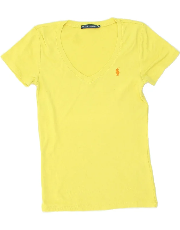 RALPH LAUREN Womens T-Shirt Top UK 12 Medium Yellow Cotton Fashionable Trendy Casual RALPH LAUREN Womens T-Shirt Top UK 12 Medium Yellow Cotton Fashionable Trendy Casual
