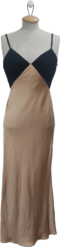 River Island Nude Satin And Plisse Maxi Dress UK 8