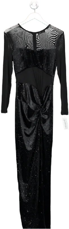 SHEIN Black Velvet And Mesh Maxi Dress UK S