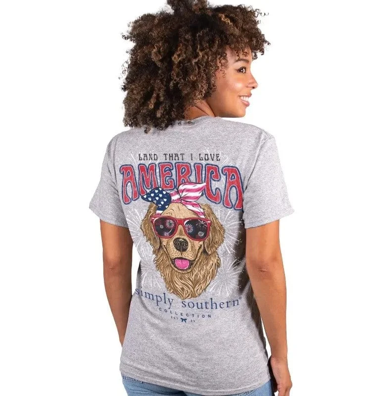 Simply Southern Women's "Land That I Love" Heather Grey SS Tee Knit Fabric Woven Fabric Fleece Fabric Simply Southern Women's "Land That I Love" Heather Grey SS Tee Knit Fabric Woven Fabric Fleece Fabric