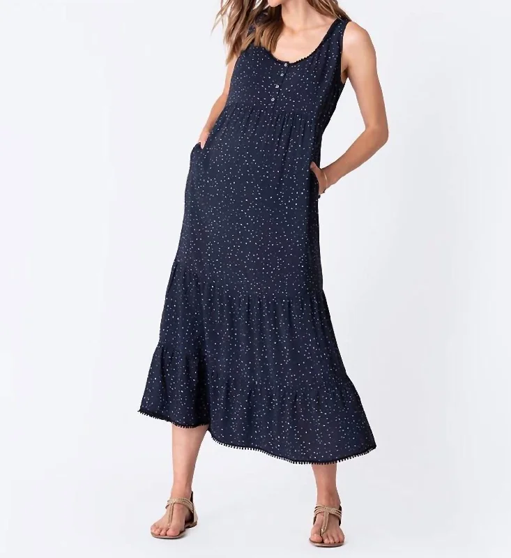 Tiered Maternity Maxi Dress In Navy