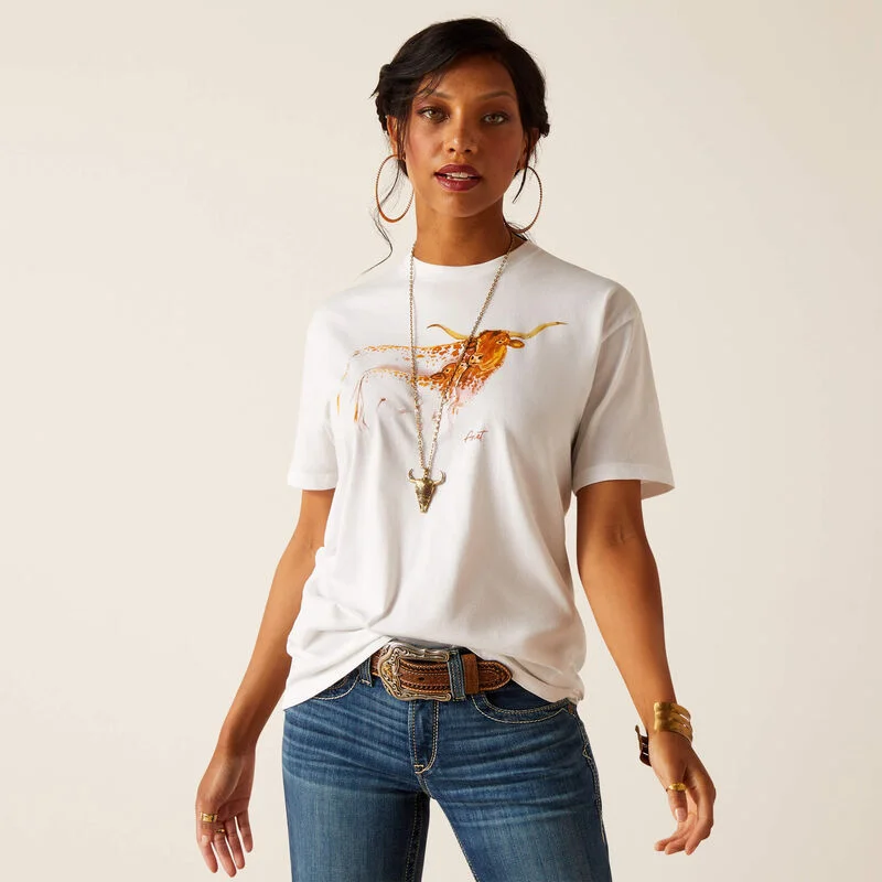 Women's Ariat Maternal Cow T-Shirt - White Chenille Fabric Brocade Fabric Lace Fabric Women's Ariat Maternal Cow T-Shirt - White Chenille Fabric Brocade Fabric Lace Fabric