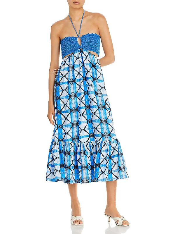 Womens Crochet Printed Maxi Dress