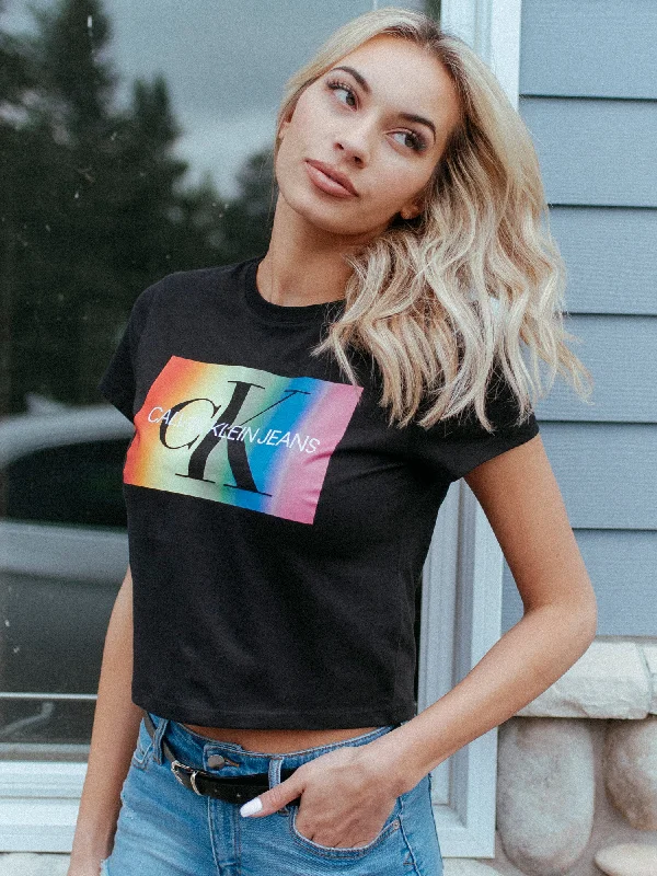 WOMENS MONOGRAM PRIDE SHORT SLEEVE TEE - BLK - CLEARANCE Houndstooth Herringbone Solid WOMENS MONOGRAM PRIDE SHORT SLEEVE TEE - BLK - CLEARANCE Houndstooth Herringbone Solid