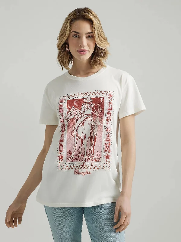 Wrangler Women Western Graphic Boyfriend Tee Cozy Warm Stylish