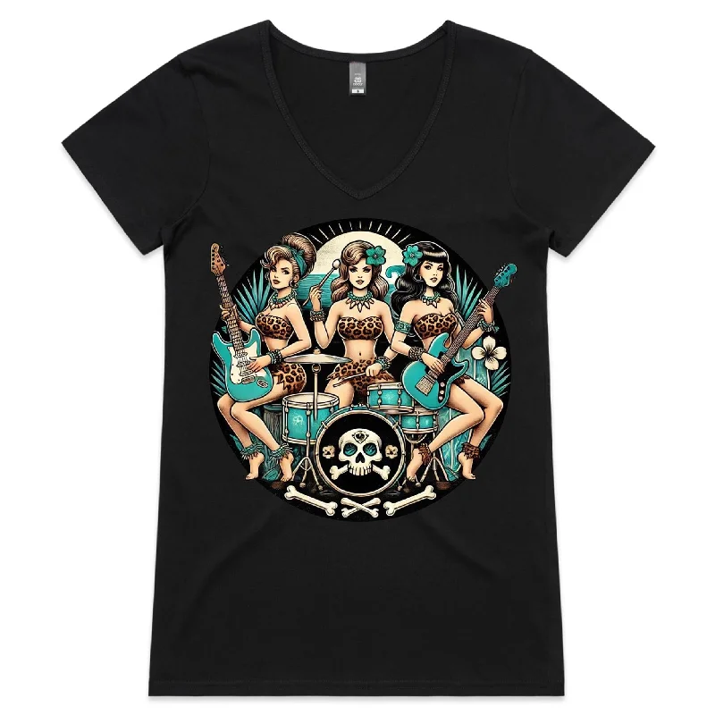 Bone Shaker Babes - Womens V-Neck T-Shirt