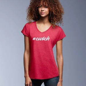 #Cwtch - Women'S Tri Blend V-Neck - Welsh T-Shirt