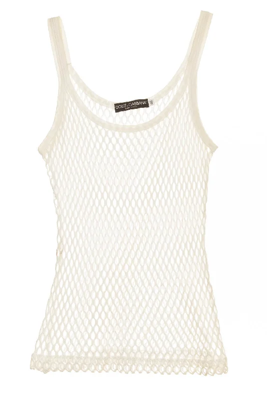 Dolce & Gabbana - White Mesh Tee Top - IT 40