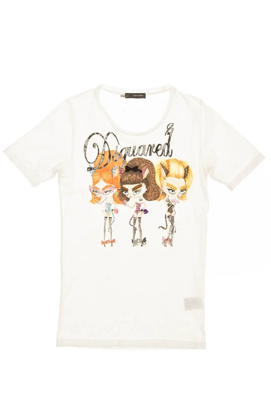 Dsquared2 - White Short Sleeve Graphic and Embroidered Tee - M