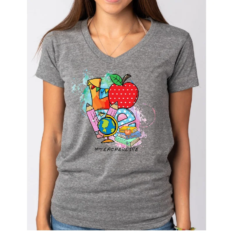 Love #TeacherLife Women's Ideal V-Neck Tee