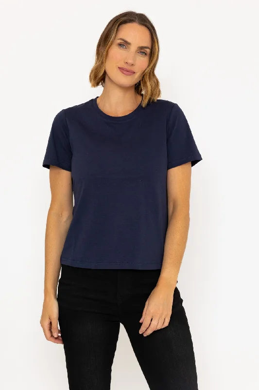 Short Sleeve Round Neck Tee in Navy