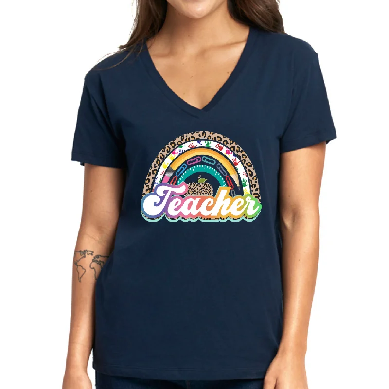 Teacher Rainbow Women's Ideal V-Neck Tee