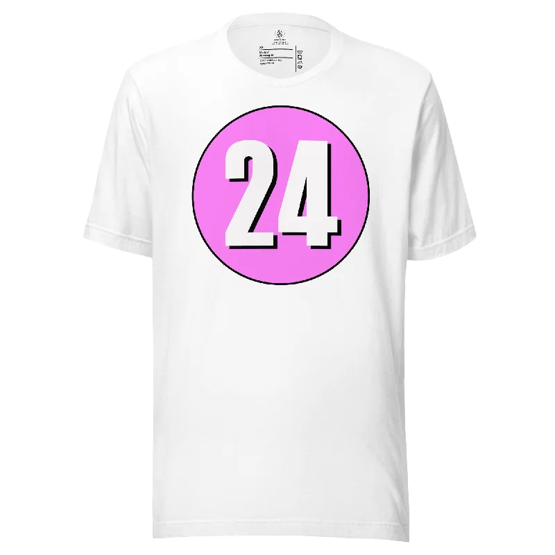 Unisex t-shirt: White on Pink 24