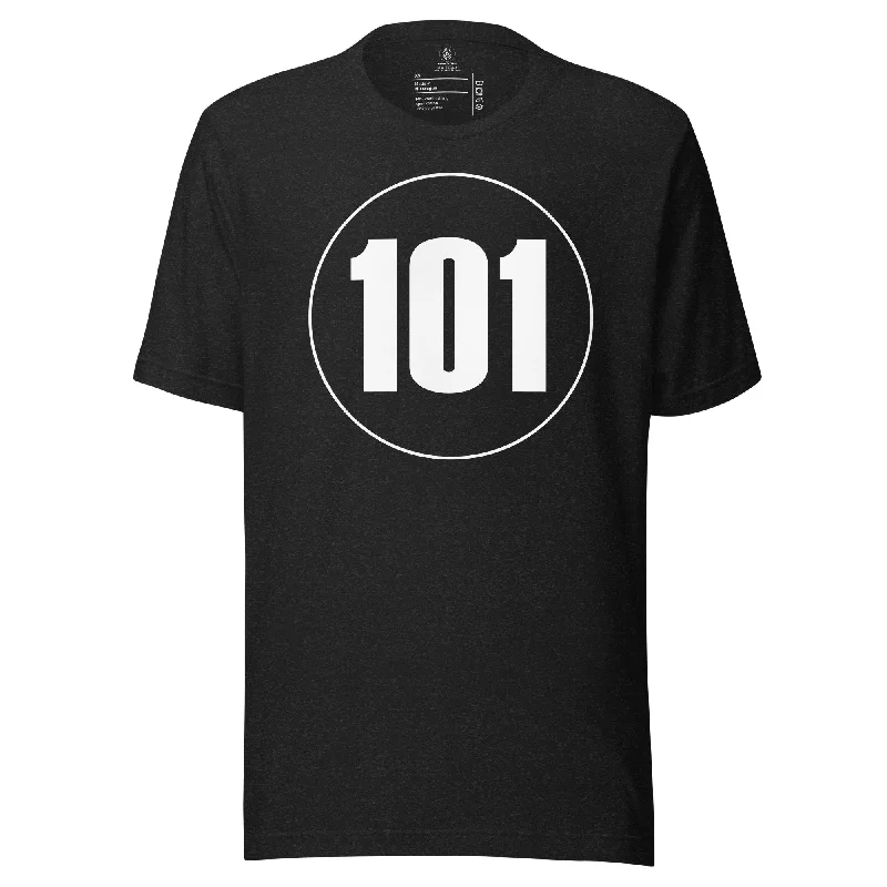 Unisex t-shirt: White on Black 101