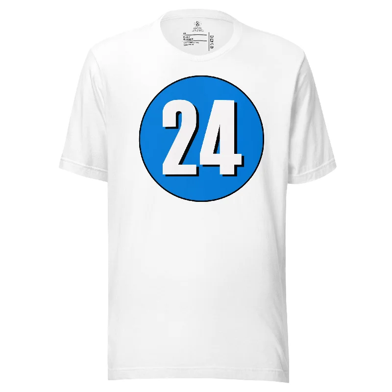 Unisex t-shirt: White on Blue 24