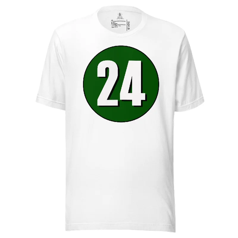 Unisex t-shirt: White on Hunter Green 24