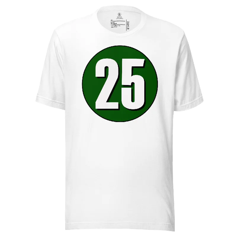 Unisex t-shirt: White on Hunter Green 25