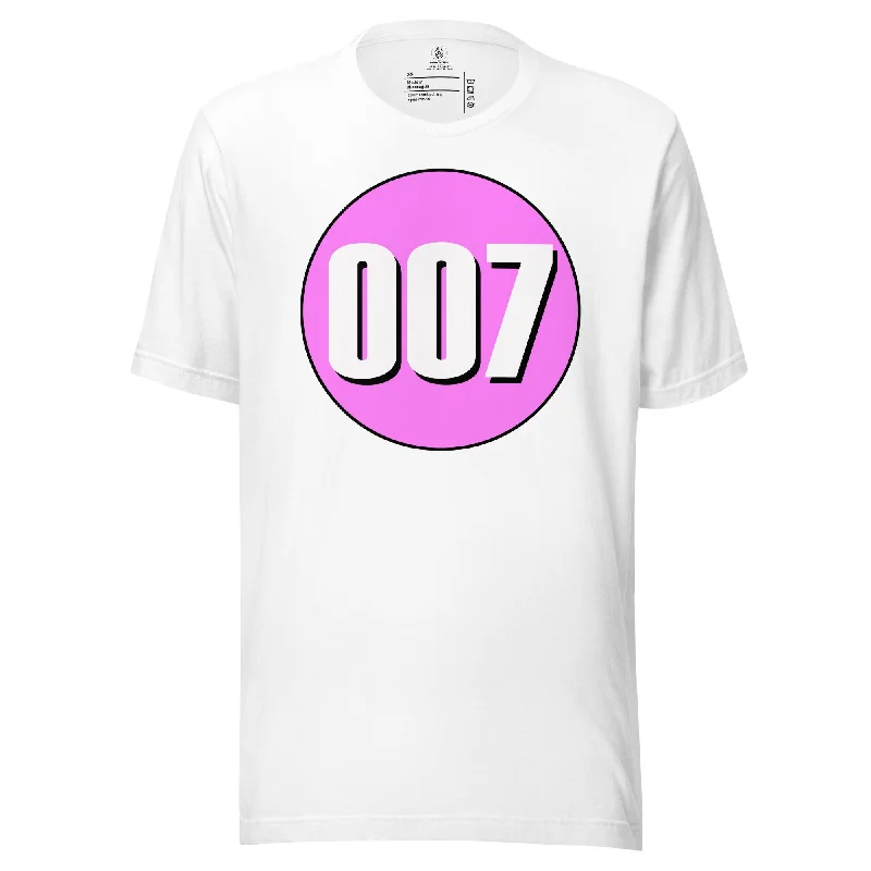 Unisex t-shirt: White on Pink 007