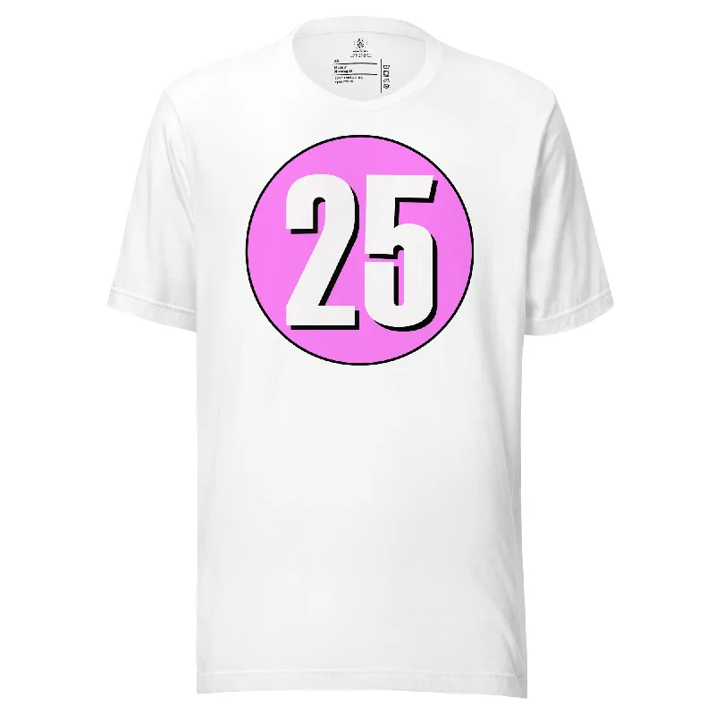 Unisex t-shirt: White on Pink 25