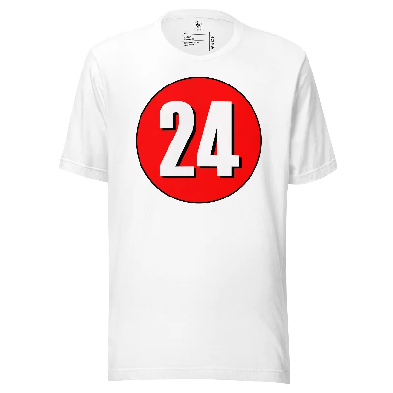 Unisex t-shirt: White on Red 24