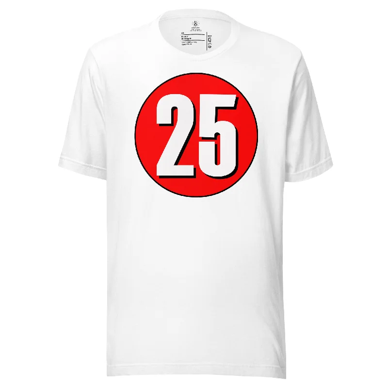 Unisex t-shirt: White on Red 25