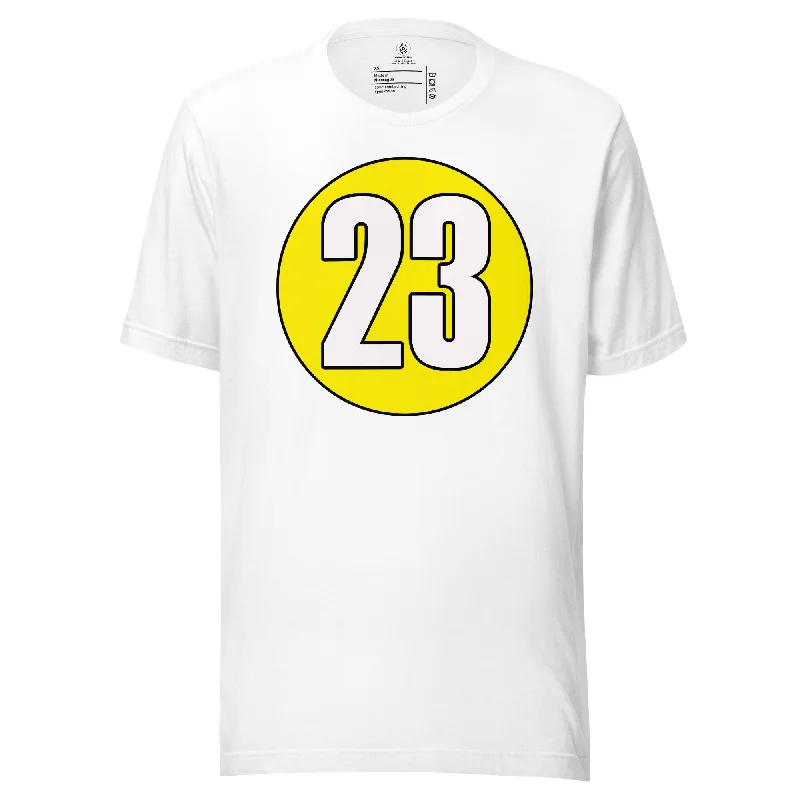 Unisex t-shirt: White on Yellow 23