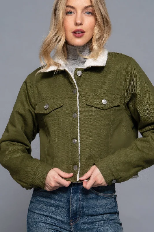 Button Closure Sherpa-lined Twill Jacket Tailored Jacket Straight Jacket A-Line Jacket Button Closure Sherpa-lined Twill Jacket Tailored Jacket Straight Jacket A-Line Jacket