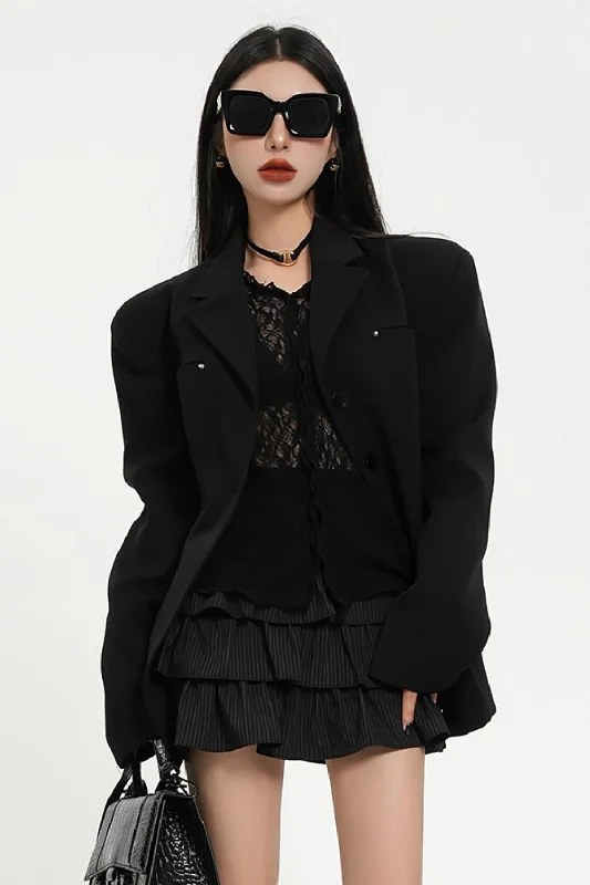 Classic Black Tailored Blazer - Multi-Pocket Professional Suit Jacket Nylon Jacket Polyester Jacket Spandex Jacket Classic Black Tailored Blazer - Multi-Pocket Professional Suit Jacket Nylon Jacket Polyester Jacket Spandex Jacket