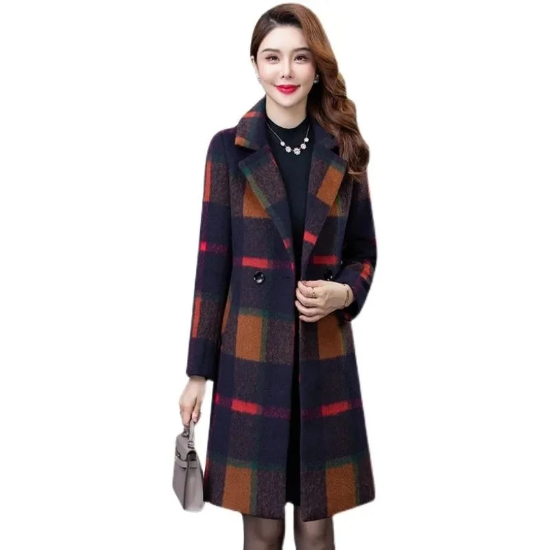 ERNESTINA Design Women's Fine Fashion Elegant Golden Yellow Brown Plaid Luxury Style Wool Coat Jacket Print Jacket Jacquard Jacket Embroidered Jacket ERNESTINA Design Women's Fine Fashion Elegant Golden Yellow Brown Plaid Luxury Style Wool Coat Jacket Print Jacket Jacquard Jacket Embroidered Jacket