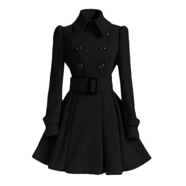HEATHER Design Women's Fine Fashion Classic Luxury Style Designer Black Wool Coat Jacket Nylon Fabric Polyester Fabric Spandex Fabric HEATHER Design Women's Fine Fashion Classic Luxury Style Designer Black Wool Coat Jacket Nylon Fabric Polyester Fabric Spandex Fabric