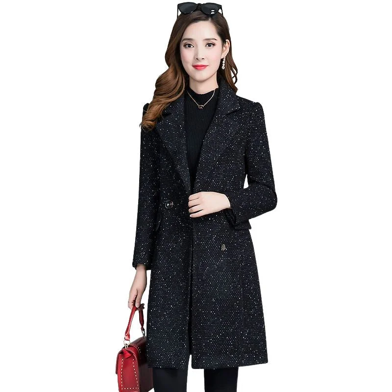JASMINE Design Women's Fine Fashion Elegant Black Luxury Style Wool Coat Jacket Welt Pockets Slit Pockets Flap Pockets JASMINE Design Women's Fine Fashion Elegant Black Luxury Style Wool Coat Jacket Welt Pockets Slit Pockets Flap Pockets