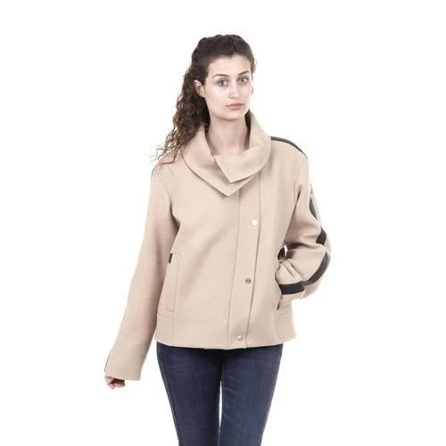 Beige 44 EUR - 10 US Hogan Womens Jacket KJW03310060HAPC813 Notch Collar Peter Pan Collar Cowl Neck Beige 44 EUR - 10 US Hogan Womens Jacket KJW03310060HAPC813 Notch Collar Peter Pan Collar Cowl Neck