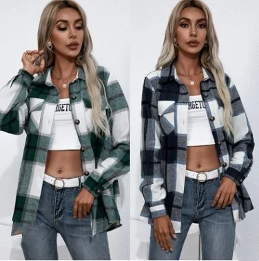 Long-sleeved Thick Cashmere Plaid Top Loose Casual Shirt Jacket Insulated Jacket Fitted Jacket Loose Jacket Long-sleeved Thick Cashmere Plaid Top Loose Casual Shirt Jacket Insulated Jacket Fitted Jacket Loose Jacket