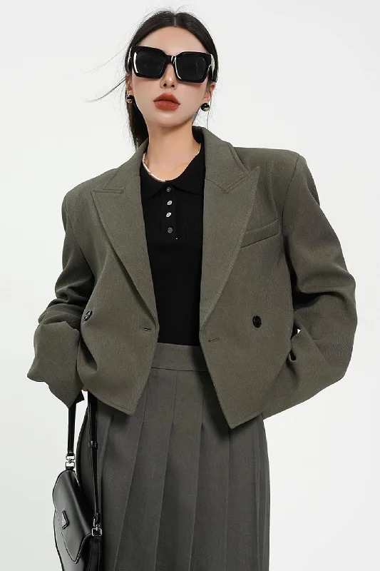 Olive Green Oversized Blazer - Double-Breasted Cropped Suit Jacket Satin Jacket Silk Jacket Chiffon Jacket Olive Green Oversized Blazer - Double-Breasted Cropped Suit Jacket Satin Jacket Silk Jacket Chiffon Jacket
