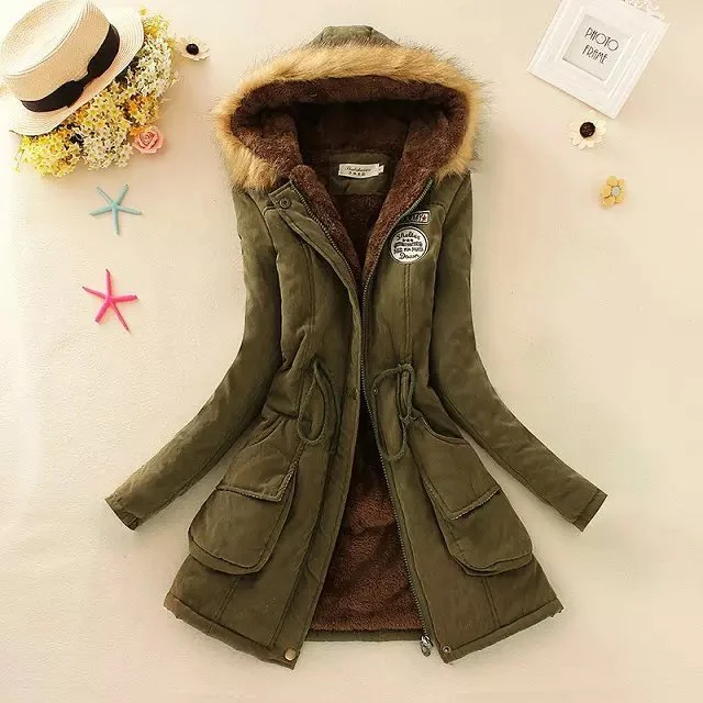 Thick Winter Jacket Hooded fur collar Slim padded cotton warm coat Fleece Jacket Down Jacket Parka Thick Winter Jacket Hooded fur collar Slim padded cotton warm coat Fleece Jacket Down Jacket Parka
