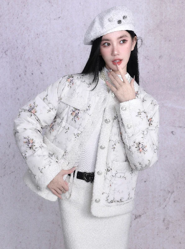 Vintage Floral Quilted Puffer Jacket - Romantic Spring Outerwear Print Jacket Jacquard Jacket Patchwork Jacket Vintage Floral Quilted Puffer Jacket - Romantic Spring Outerwear Print Jacket Jacquard Jacket Patchwork Jacket