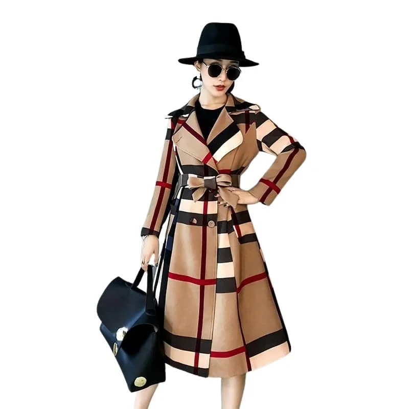 VROSE Design Women's Fine Fashion Vintage Brown Khaki Plaid Elegant Luxury Designer Coat Jacket Mesh Jacket Canvas Jacket Denim Jacket VROSE Design Women's Fine Fashion Vintage Brown Khaki Plaid Elegant Luxury Designer Coat Jacket Mesh Jacket Canvas Jacket Denim Jacket