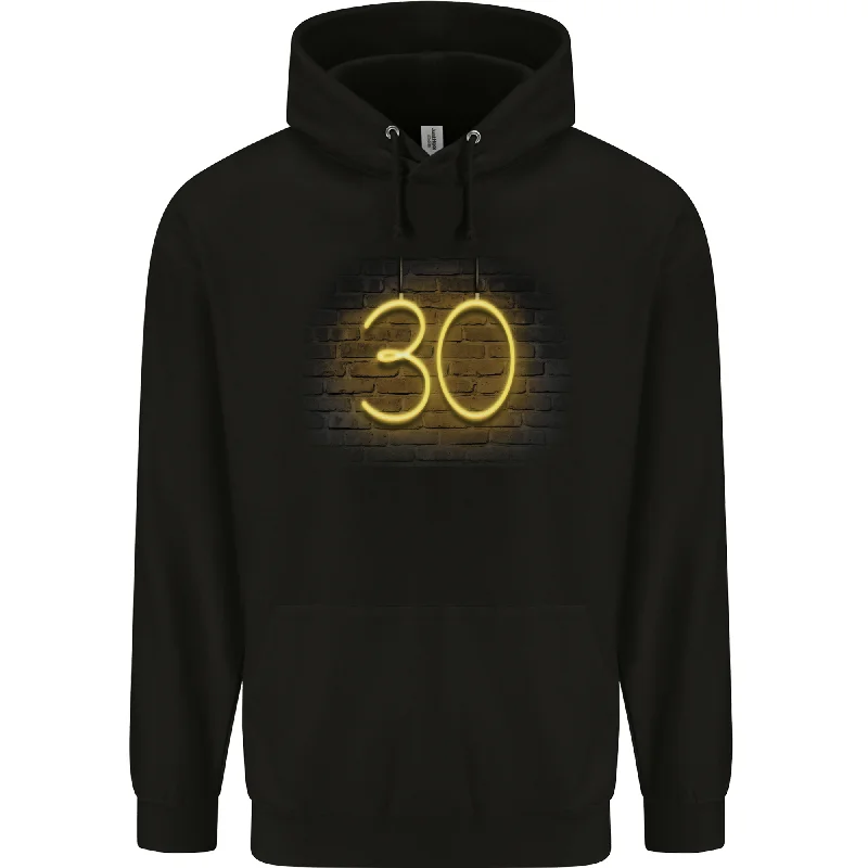 30th Birthday Neon Lights 30 Year Old Mens 80% Cotton Hoodie Hoodie with Drop Shoulder Relaxed Streetwear 30th Birthday Neon Lights 30 Year Old Mens 80% Cotton Hoodie Hoodie with Drop Shoulder Relaxed Streetwear