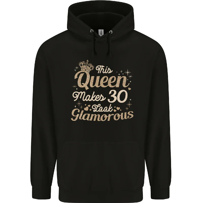 30th Birthday Queen Thirty Years Old 30 Mens 80% Cotton Hoodie Hoodie with Button Placket Classic Preppy 30th Birthday Queen Thirty Years Old 30 Mens 80% Cotton Hoodie Hoodie with Button Placket Classic Preppy