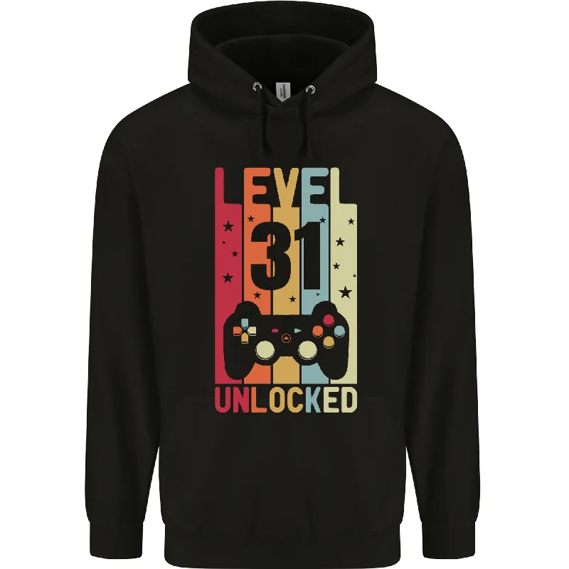 31st Birthday 31 Year Old Level Up Gaming Mens 80% Cotton Hoodie Hoodie with Typography Text Message 31st Birthday 31 Year Old Level Up Gaming Mens 80% Cotton Hoodie Hoodie with Typography Text Message