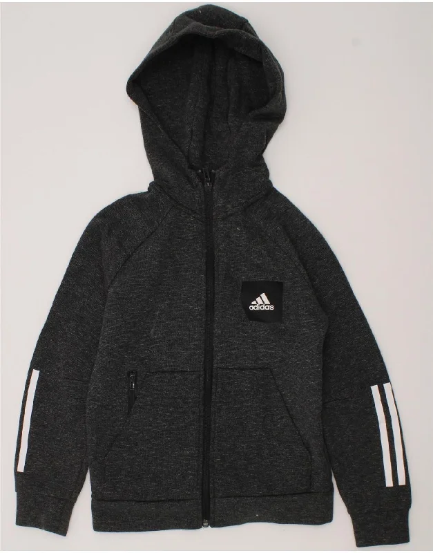 ADIDAS Boys Zip Hoodie Sweater 7-8 Years Grey Flecked Cotton Hoodie with Pattern Geometric Abstract ADIDAS Boys Zip Hoodie Sweater 7-8 Years Grey Flecked Cotton Hoodie with Pattern Geometric Abstract