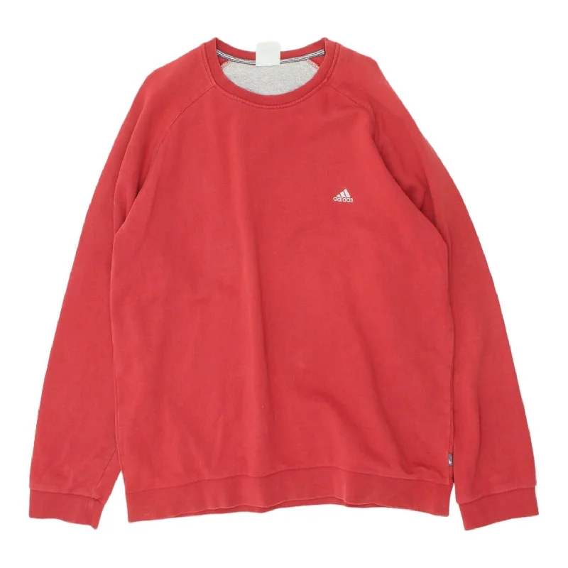 Adidas Embroidered Chest Logo Mens Red Sweatshirt | Vintage Y2K Sportswear VTG