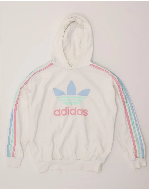 ADIDAS Girls Graphic Hoodie Jumper 13-14 Years White Cotton Hoodie with Drop Shoulder Relaxed Streetwear ADIDAS Girls Graphic Hoodie Jumper 13-14 Years White Cotton Hoodie with Drop Shoulder Relaxed Streetwear