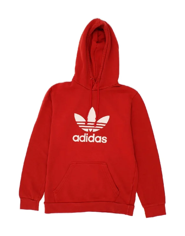 ADIDAS Mens Graphic Hoodie Jumper Small Red Cotton Hoodie with V-Neck Classic Versatile ADIDAS Mens Graphic Hoodie Jumper Small Red Cotton Hoodie with V-Neck Classic Versatile