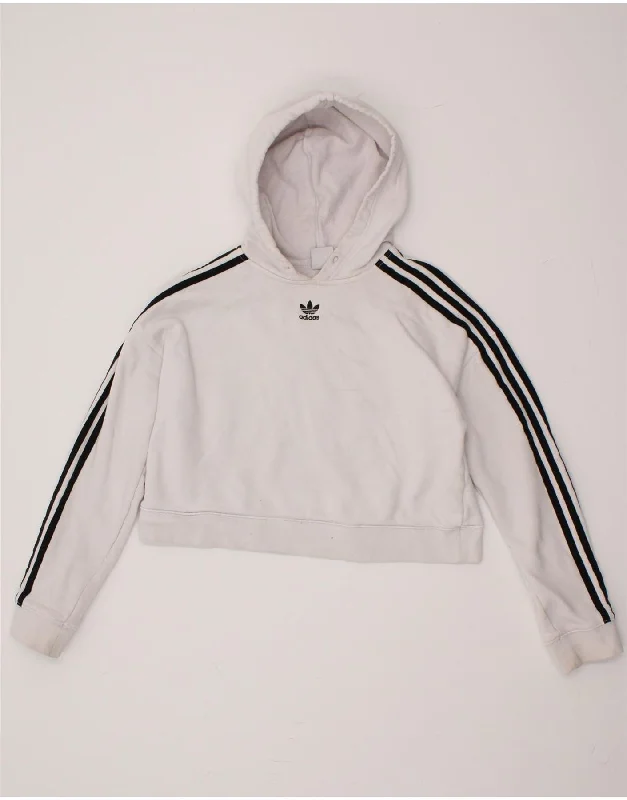 ADIDAS Womens Oversized Crop Hoodie Jumper UK 8 Small White Cotton Hoodie with High Neck Warm Protective ADIDAS Womens Oversized Crop Hoodie Jumper UK 8 Small White Cotton Hoodie with High Neck Warm Protective