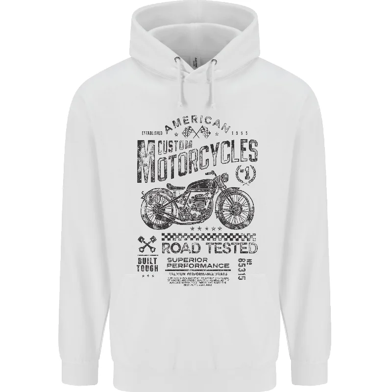 American Custom Motorbike Biker Motorcycle Mens 80% Cotton Hoodie