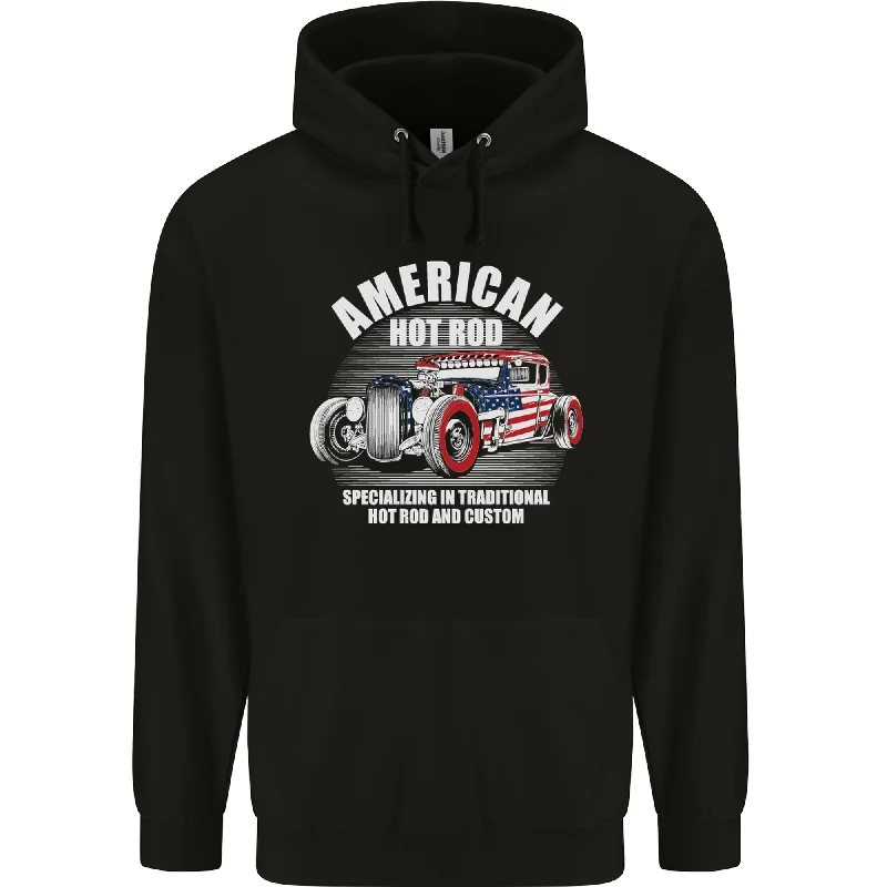 American Hot Rod Hotrod Dragster Racing Mens 80% Cotton Hoodie