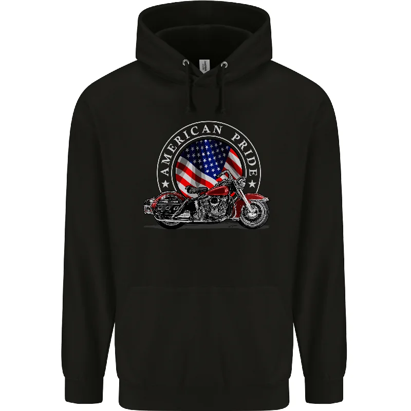 American Pride Motorcycle Biker Chopper Mens 80% Cotton Hoodie